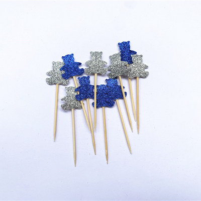 40 τεμ Bear Cupcake Toppers, Baby Shower Toppers, Cupcake Toppers, blue Toppers, Baby Shower Tags, Bear Food Picks, Cupcake Picks