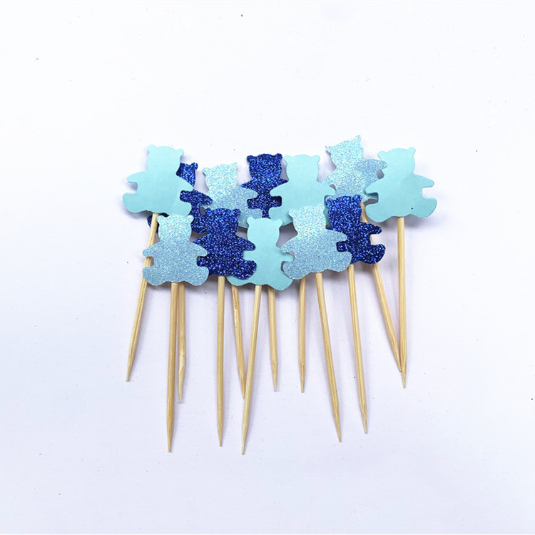 40 τεμ Bear Cupcake Toppers, Baby Shower Toppers, Cupcake Toppers, blue Toppers, Baby Shower Tags, Bear Food Picks, Cupcake Picks