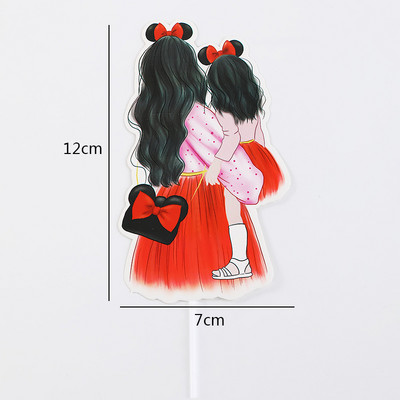 Tortafedő Boldog anyák napját topperek csók anya lány virág szív torta zászlók születésnapi esküvői parti sütés barkács dekoráció piros rózsaszín