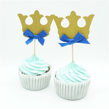 10 τμχ/ παρτίδα Princess Crown Gold Giltter Τούρτα 1ου Γενέθλια Διακόσμηση για Παιδιά Αγόρι Κοριτσάκι Διακόσμηση για πάρτι Cupcake