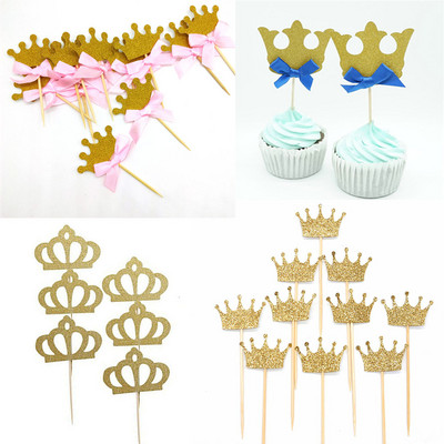 10 buc/lot Coroana Prințesei Aur Auriu Decorat pentru Tort Prima Aniversare Copii Copii Băiat Fată Decorare pentru petrecere Cupcake Toppers