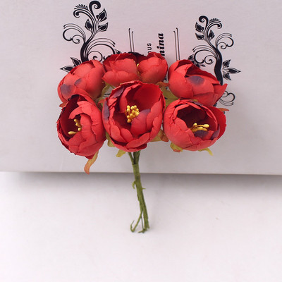 6 gab. Mākslīgie ziedi Mini tējas rozes pumpurs kāzu mājas dekorēšanai Rotaslietas Aksesuāri Fleurs Scrapbooking DIY Amatniecības piederumi