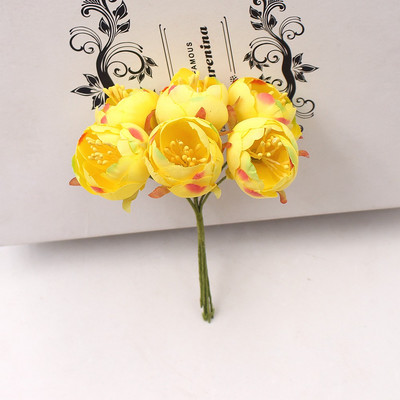 6 gab. Mākslīgie ziedi Mini tējas rozes pumpurs kāzu mājas dekorēšanai Rotaslietas Aksesuāri Fleurs Scrapbooking DIY Amatniecības piederumi