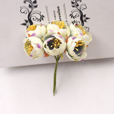 6 gab. Mākslīgie ziedi Mini tējas rozes pumpurs kāzu mājas dekorēšanai Rotaslietas Aksesuāri Fleurs Scrapbooking DIY Amatniecības piederumi