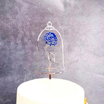 Нов топер за сватбена торта Златна сребърна роза акрил Предложение за двойка десерти украса за сватбено парти Доставки за топер за кексчета