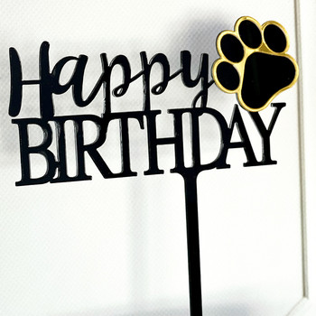Нов двоен акрилен Pet Happy Birthday Cake Topper For Pet Dog Birthday Party Supplies Cupcake Topper Baking Cake Decorations