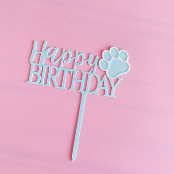 Νέο διπλό ακρυλικό κάλυμμα κέικ για χαρούμενα γενέθλια κατοικίδιων για κατοικίδιο σκύλο Προμήθειες πάρτι γενεθλίων Cupcake Topper Διακοσμήσεις τούρτας ψησίματος