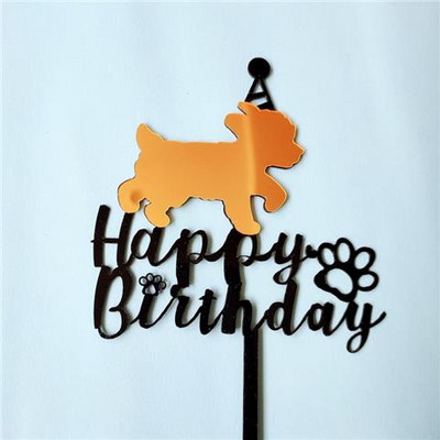 Új dupla akril kisállat boldog születésnapi torta fedő kisállat kutyának születésnapi parti kellékek Cupcake topper sütéshez tortadíszek