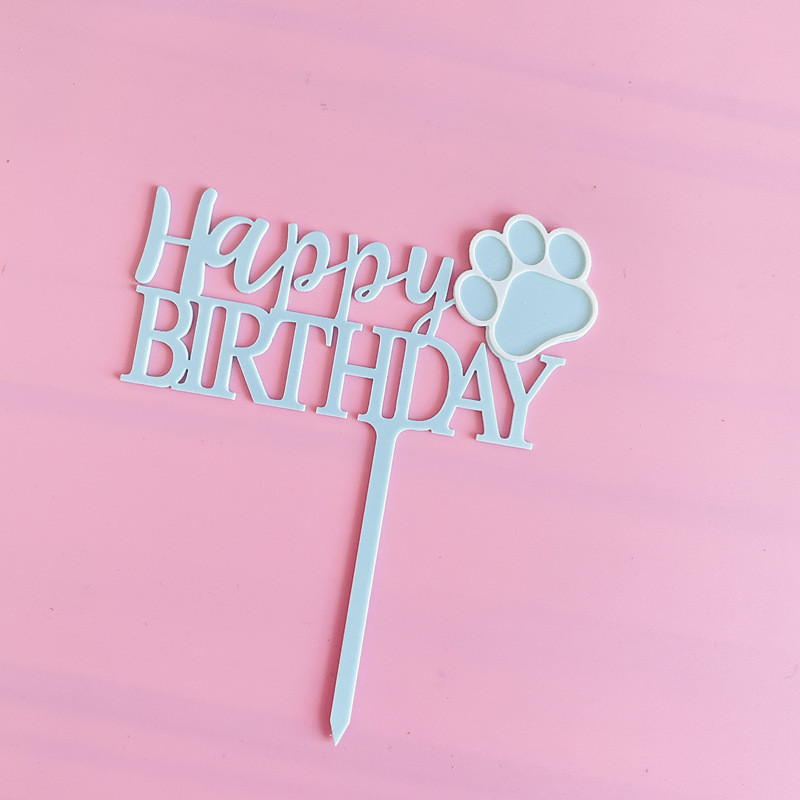 Új dupla akril kisállat boldog születésnapi torta fedő kisállat kutyának születésnapi parti kellékek Cupcake topper sütéshez tortadíszek