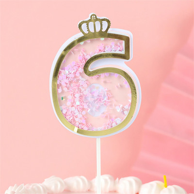 Нова дигитална свещ с пайети Номер за рожден ден Свещ за торта 0 1 2 3 4 5 6 7 8 9 Торта за торта Момичета Момчета Декорация за бебешки партита