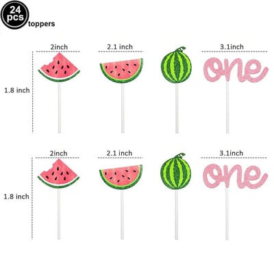 One in a Melon Cake Topper Διακόσμηση για 1ο πάρτι γενεθλίων Τούρτα καρπούζι Cupcake ντεκόρ Καρπούζι με θέμα παιδικό παιδικό πάρτι