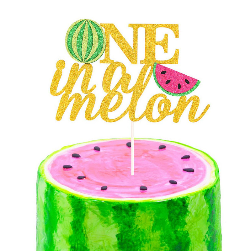 One in a Melon Cake Topper Διακόσμηση για 1ο πάρτι γενεθλίων Τούρτα καρπούζι Cupcake ντεκόρ Καρπούζι με θέμα παιδικό παιδικό πάρτι