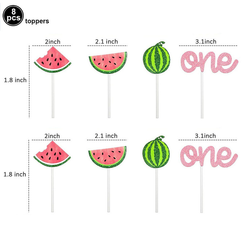 One in a Melon Cake Topper Διακόσμηση για 1ο πάρτι γενεθλίων Τούρτα καρπούζι Cupcake ντεκόρ Καρπούζι με θέμα παιδικό παιδικό πάρτι