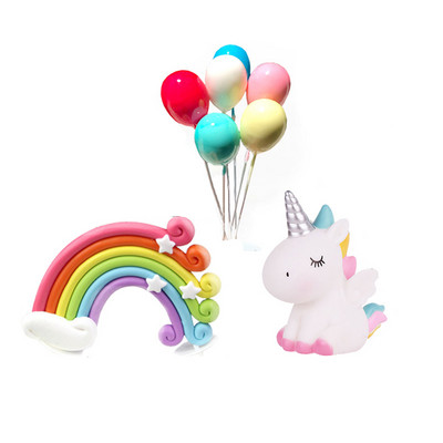 HUHULE 8 buc/set Unicorn Cake Topper Curcubeu Nor și Balon Unicorn Cadou de petrecere pentru fete Decorat Torturi pentru Baby Shower