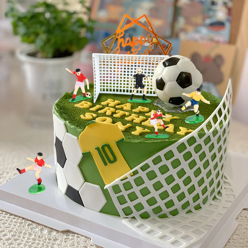 1 set de decorațiuni pentru tort pentru petrecere cu tema de fotbal pentru ziua de naștere Cupcake Topper model joc de fotbal pentru copii pentru petrecerea de aniversare