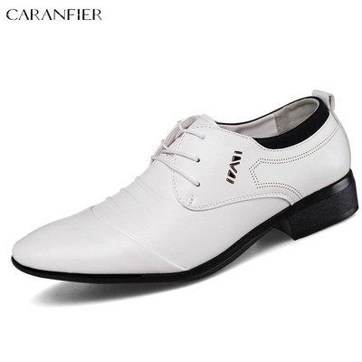 CARANFIER jauni britu vīriešu apavi ar šķeltas ādas smailiem purngaliem vīriešu kleitas apavi biznesa kāzu Oksfordas formālas apavi vīriešiem