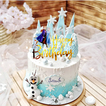 Disney Elf Princess Tinker Bell Frozen Θέμα Ακρυλικό κάλυμμα τούρτας Χρυσό Snowflakes Προμήθειες για τούρτα Χριστουγεννιάτικο ντεκόρ για πάρτι γενεθλίων