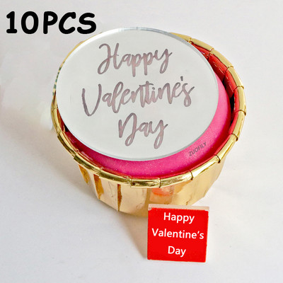 10 gab Akrila sešstūra zelts Daudz laimes dzimšanas dienā Valentīna dienas kūciņa virsma sirds rozes zelta sudrabs dzimšanas dienas kūkas dekorēšanai