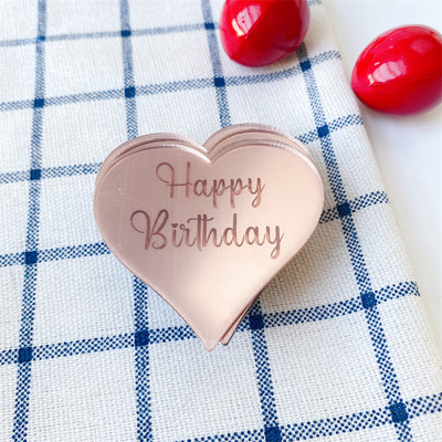 10 gab Akrila sešstūra zelts Daudz laimes dzimšanas dienā Valentīna dienas kūciņa virsma sirds rozes zelta sudrabs dzimšanas dienas kūkas dekorēšanai