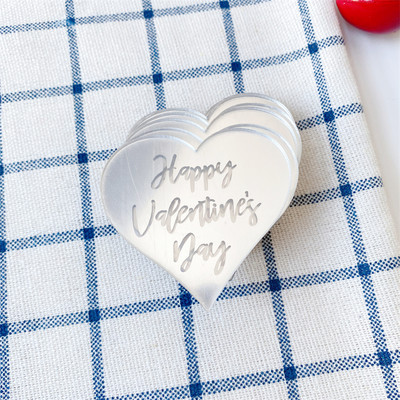 10 gab Akrila sešstūra zelts Daudz laimes dzimšanas dienā Valentīna dienas kūciņa virsma sirds rozes zelta sudrabs dzimšanas dienas kūkas dekorēšanai