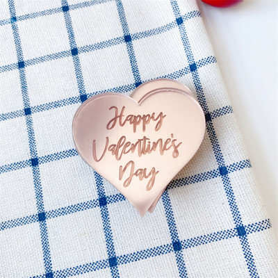 10 gab Akrila sešstūra zelts Daudz laimes dzimšanas dienā Valentīna dienas kūciņa virsma sirds rozes zelta sudrabs dzimšanas dienas kūkas dekorēšanai