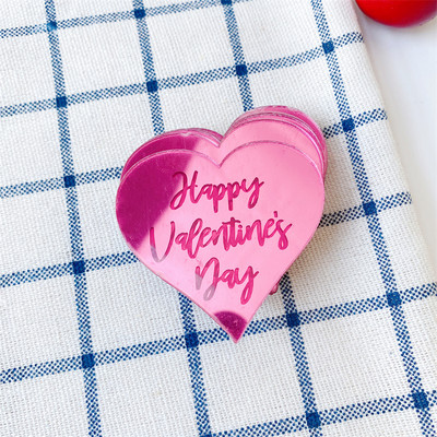 10 gab Akrila sešstūra zelts Daudz laimes dzimšanas dienā Valentīna dienas kūciņa virsma sirds rozes zelta sudrabs dzimšanas dienas kūkas dekorēšanai