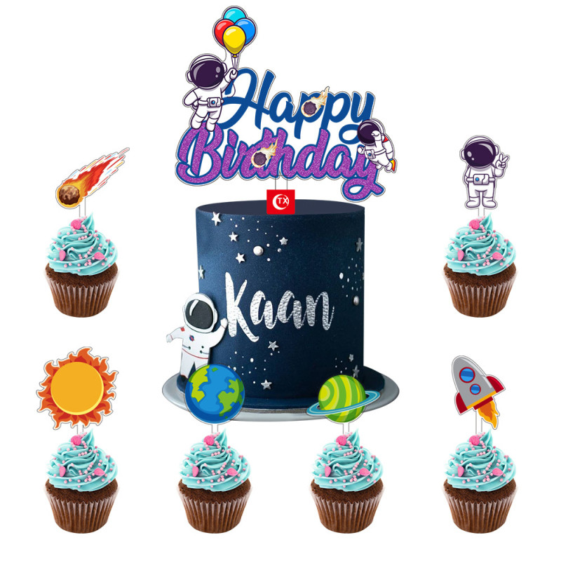 7db/készlet Játékok Gyerekek Születésnapi Tortafeltétek Gyerünk, nyerj Boldog születésnapi torta zászlókat születésnapi tortasütéshez