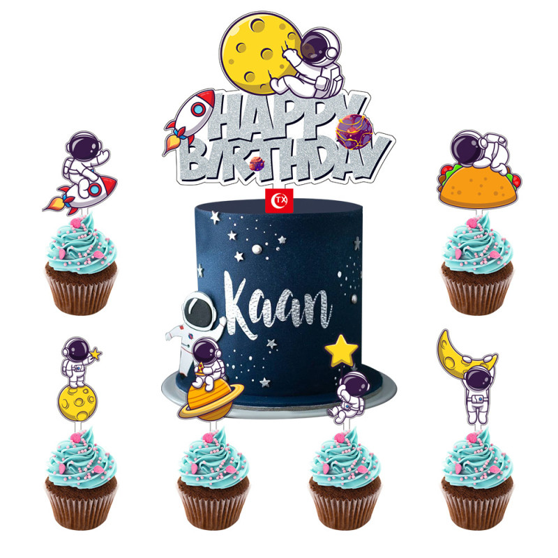 7db/készlet Játékok Gyerekek Születésnapi Tortafeltétek Gyerünk, nyerj Boldog születésnapi torta zászlókat születésnapi tortasütéshez