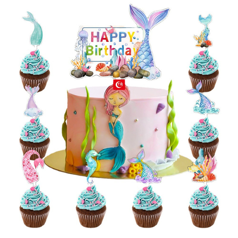 7db/készlet Játékok Gyerekek Születésnapi Tortafeltétek Gyerünk, nyerj Boldog születésnapi torta zászlókat születésnapi tortasütéshez