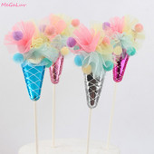 4 τμχ Παγωτό κέικ Toppers Χρόνια πολλά Cupcake Topper Baby Shower Wedding Festival Supplies Party Διακόσμηση τούρτας
