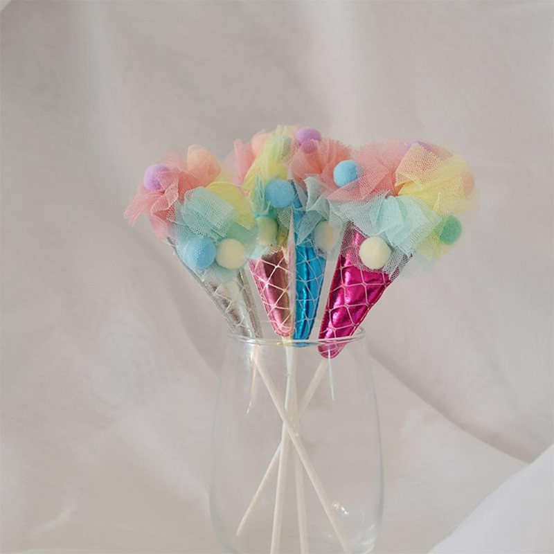 4 τμχ Παγωτό κέικ Toppers Χρόνια πολλά Cupcake Topper Baby Shower Wedding Festival Supplies Party Διακόσμηση τούρτας