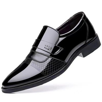 Office Nunta Pantofi Plati Barbati de Lux Business Pantofi Oxford din piele Pantofi de rochie din piele lacuita respirabila pentru barbati Plus Albastru