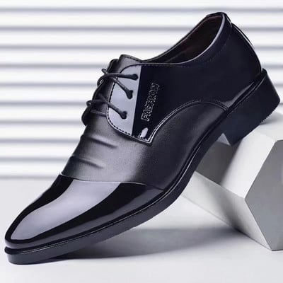 Office Nunta Pantofi Plati Barbati de Lux Business Pantofi Oxford din piele Pantofi de rochie din piele lacuita respirabila pentru barbati Plus Albastru
