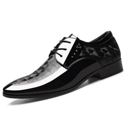 Office Nunta Pantofi Plati Barbati de Lux Business Pantofi Oxford din piele Pantofi de rochie din piele lacuita respirabila pentru barbati Plus Albastru