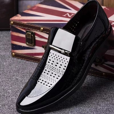 Office Nunta Pantofi Plati Barbati de Lux Business Pantofi Oxford din piele Pantofi de rochie din piele lacuita respirabila pentru barbati Plus Albastru