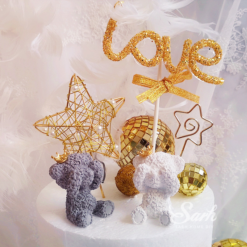 Rozā, baltā kroņa lāča kūkas rotājumi Spīdīga balles zvaigzne kāzu līgavas un līgavaiņa dzimšanas dienas ballītes piederumi burvīgu dāvanu cepšanai