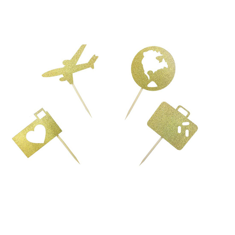 Lidmašīnas sirds ceļojumu futrālis Zemes kēksu toperi ceļojumu tematiskām ballītēm Baby Shower Dzimšanas dienas ballītes kāzu ballīšu dekorēšanai