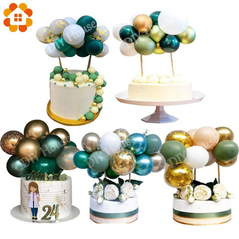 10db 5 hüvelykes latex léggömb tortafedő fém konfetti golyók felhőforma születésnapi esküvői dzsungel party dekorációhoz barkácskellékek