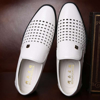 2023 Летни мъжки обувки с дупки Официални обувки от мека кожа Мъжки равни обувки с остри пръсти Социални мъжки рокли Оксфордски дишащи обувки