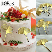 10 buc Oglindă Acrilice Frunze de Ginkgo Cupcake Topper Frunze de Aur Tort Decoratiuni Desert pentru Zi de Naștere Petrecerea de nuntă Instrumente de coacere DIY