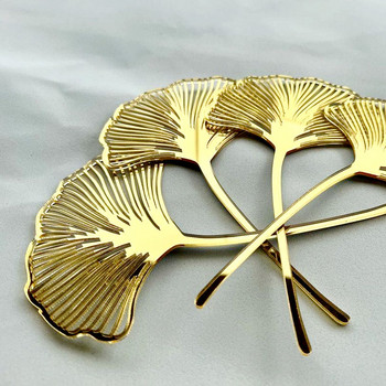 10 τμχ Mirror Acrylic Ginkgo Leaves Cupcake Topper Gold Leaf Cake Διακοσμήσεις για Γαμήλια Γενέθλια DIY Εργαλεία ψησίματος