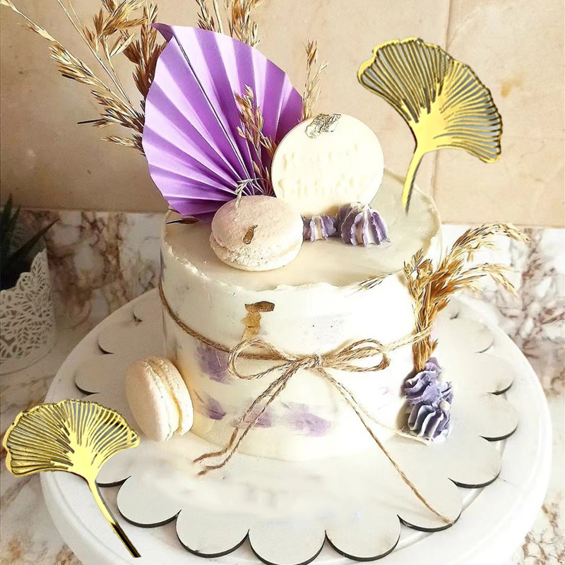10 buc Oglindă Acrilice Frunze de Ginkgo Cupcake Topper Frunze de Aur Tort Decoratiuni Desert pentru Zi de Naștere Petrecerea de nuntă Instrumente de coacere DIY