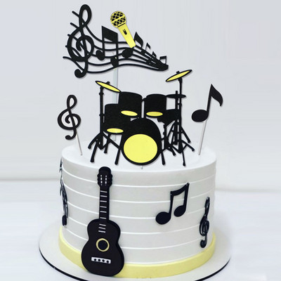 8 buc/note muzicale drăguțe cake topper chitară instrumente muzicale festival cupcake toppers pentru nuntă, petrecere de aniversare, decorațiuni pentru tort