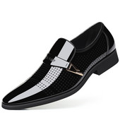 Suvised õõnsad meeste nahast vabaajajalatsid Ärimeeste pidulikud kingad Trend, läikiva terava ninaga meeste tasapinnalised kingad