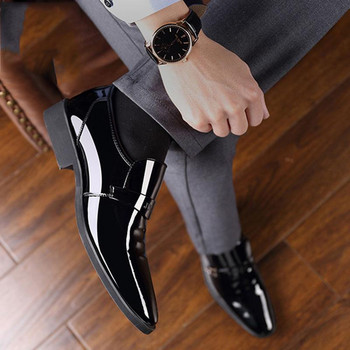 Летни издълбани мъжки кожени ежедневни обувки Бизнес мъжки официални обувки Тенденция Универсални лъскави мъжки обувки с остър връх