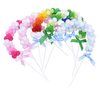 1 τμχ Δώρο αγάπης Ροζ Μπλε Μαλακό Pompom Cloud Cake Topper Rainbow Arch κέικ Διακόσμηση Baby Shower Προμήθειες γάμου γενεθλίων