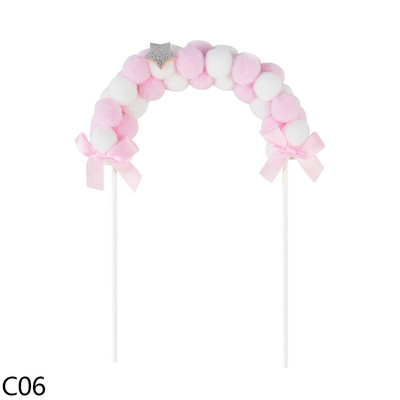 1 tk Love Gift Roosa Sinine Pehme Pompom Pilve Koogi Topper Rainbow Arch Cake Vahetükk Decor Baby Shower Sünnipäeva pulmapeo tarvikud