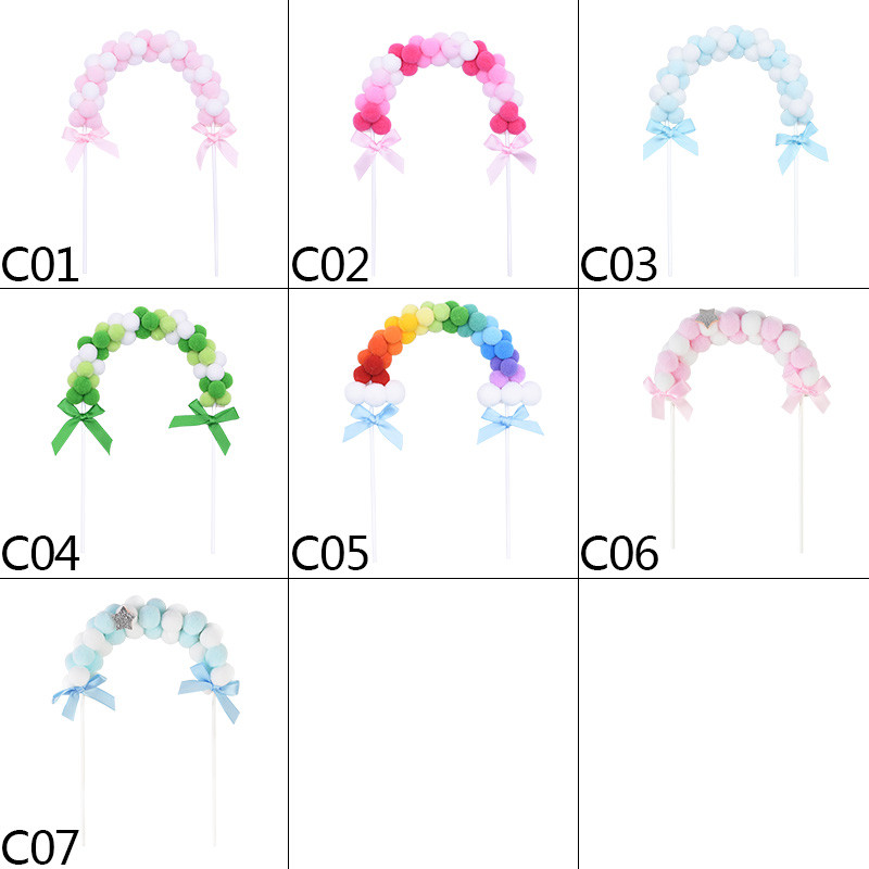 1 tk Love Gift Roosa Sinine Pehme Pompom Pilve Koogi Topper Rainbow Arch Cake Vahetükk Decor Baby Shower Sünnipäeva pulmapeo tarvikud