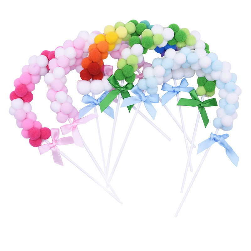1 tk Love Gift Roosa Sinine Pehme Pompom Pilve Koogi Topper Rainbow Arch Cake Vahetükk Decor Baby Shower Sünnipäeva pulmapeo tarvikud