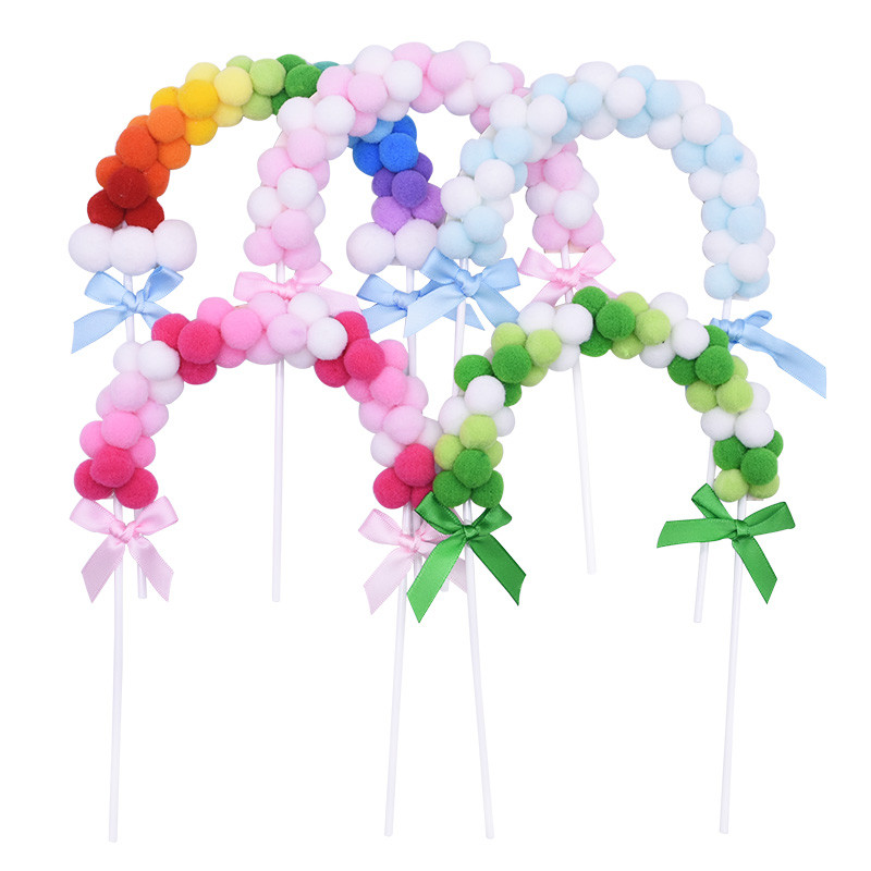 1 tk Love Gift Roosa Sinine Pehme Pompom Pilve Koogi Topper Rainbow Arch Cake Vahetükk Decor Baby Shower Sünnipäeva pulmapeo tarvikud